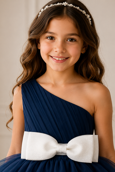 Girls One Shoulder Party Dress Tiered Tulle Skirt