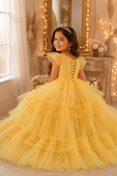 Girls Tulle Ball Gown Corset Back Pageant Dress