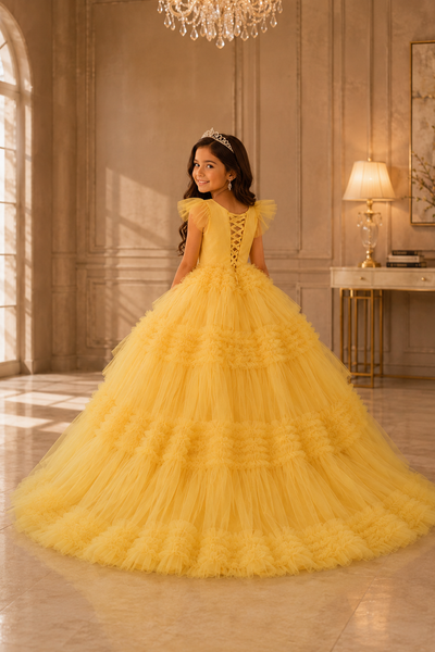 Girls Tulle Ball Gown Corset Back Pageant Dress