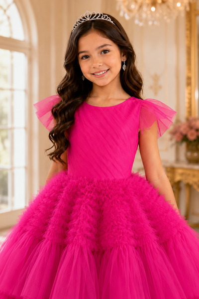 Girls Tulle Ball Gown Corset Back Pageant Dress