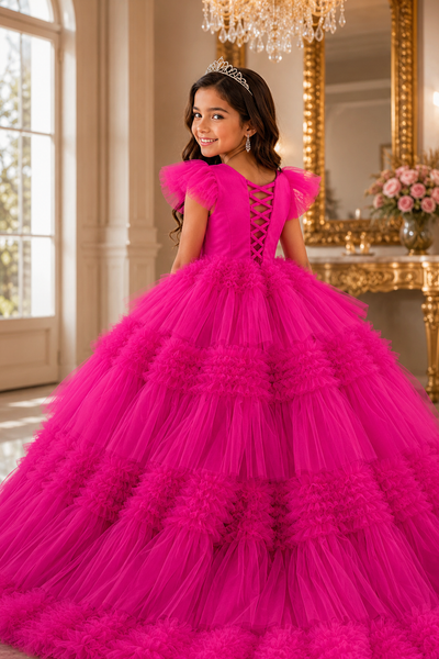 Girls Tulle Ball Gown Corset Back Pageant Dress