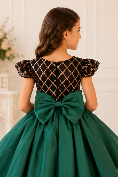 Emerald Couture High Low Pageant Gown with Train