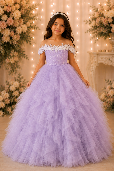 Blush Pink Ruffle Ball Gown Flower Girl Dress