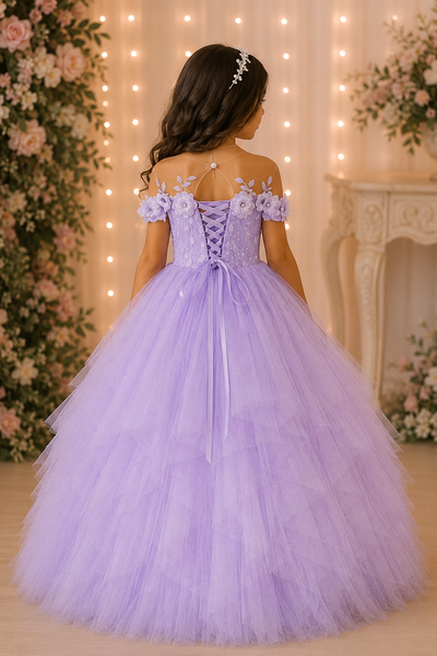 Blush Pink Ruffle Ball Gown Flower Girl Dress