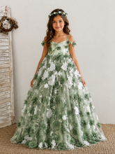 Girls Floral Tulle Dress | Flower Girl & Party Dress