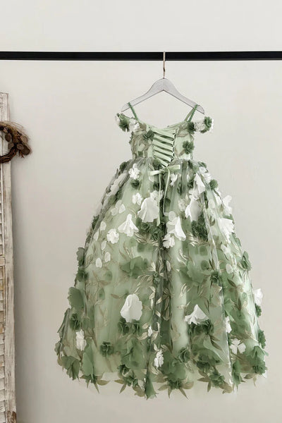 Girls Floral Tulle Dress | Flower Girl & Party Dress