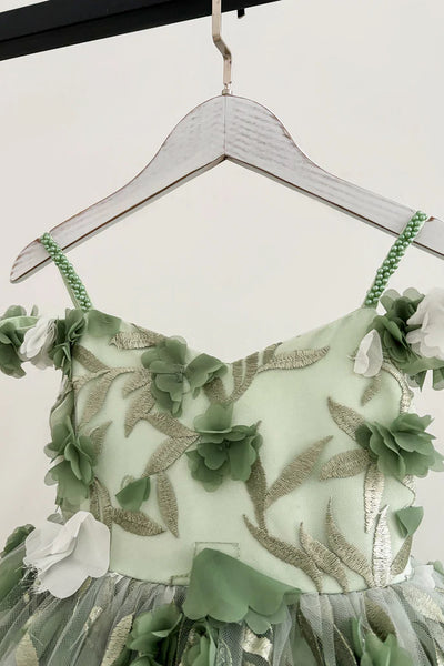 Girls Floral Tulle Dress | Flower Girl & Party Dress