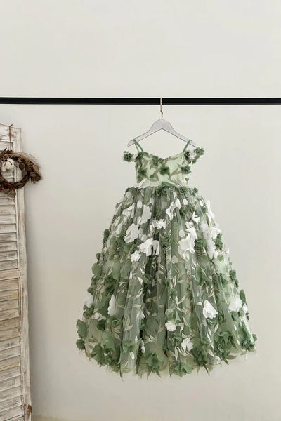 Girls Floral Tulle Dress | Flower Girl & Party Dress