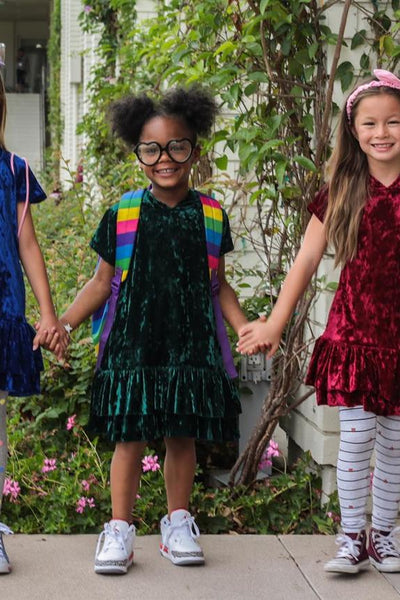 Kids Velvet Ruffled Party Dress With Hood