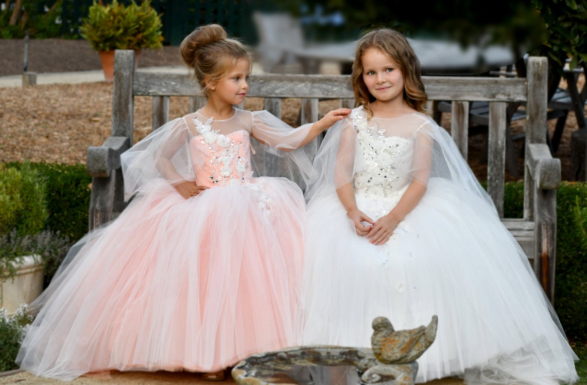 Beautiful Flower Girl Pageant Communion Dress Baby Christening Gown