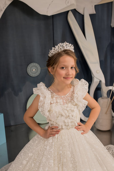 Aurora Blossom Gown - Elegant Floral Couture Dress for Girls