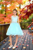 Skylar Aqua Lace Party Dress | Girls Pageant & Birthday Dress