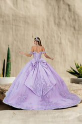 Elowen Lilac Quinceañera Gown with Back Bow & Appliqué
