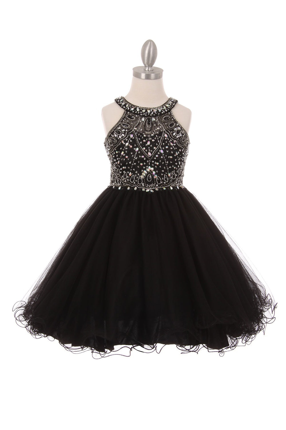 Girls Crystal Embellished Tulle Pageant Party Special Occasion Short Dress
