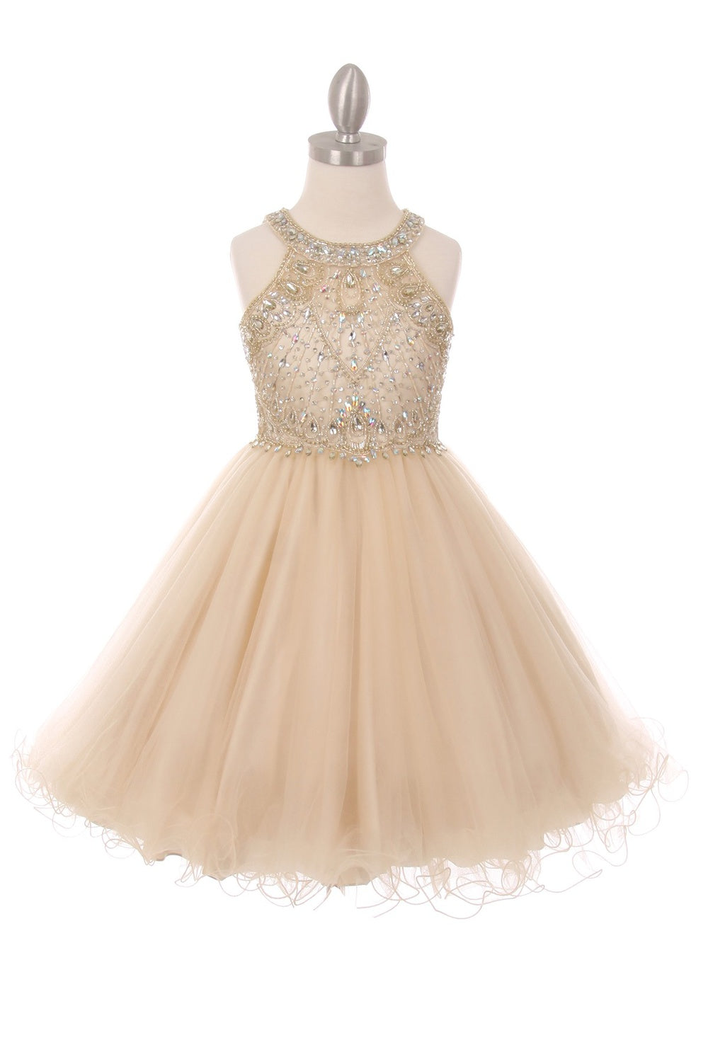 Girls Crystal Embellished Tulle Pageant Party Special Occasion Short Dress