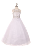 Floor Length Couture Girls Pageant Dress With Halter Neckline