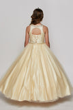 Floor Length Couture Girls Pageant Dress With Halter Neckline