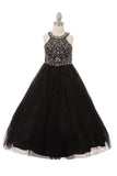 Floor Length Couture Girls Pageant Dress With Halter Neckline