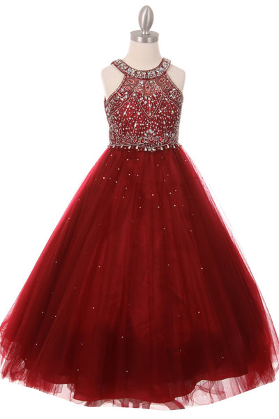 Loella Girls Beaded Tulle Pageant Dress Gown | Blush Kids