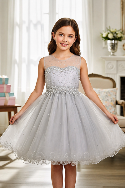 Girls Pageant Dress Affordable Party Dress Illusion Neck Blush Collection