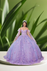 Aurielle Garden Gown – Lilac Quinceañera Dress with Floral Appliqué