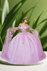 Lilura Blossom Lilac Quinceañera Gown – Floral Lace Ball Dress