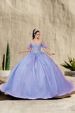 Lilac-Blue Quinceañera Dress – Lunaria Bloom Gown | Elegant Princess Ball Gown