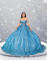 Celina Glacier Silver Quinceañera Gown – Glitter Ballgown