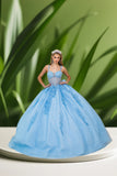 Anastasia Azure Quinceañera Dress – Elegant Bahama Blue Ball Gown