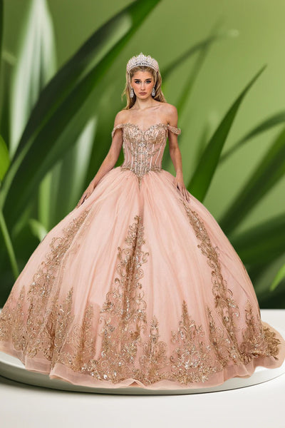 Marisella Quinceañera Ball Gown | Lilac Floral Dress for Sweet 15