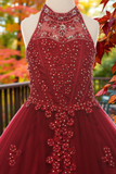 Burgundy Halter Ball Gown | Girls Pageant & Occasion Dress
