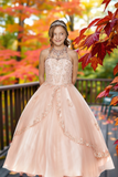 Burgundy Halter Ball Gown | Girls Pageant & Occasion Dress