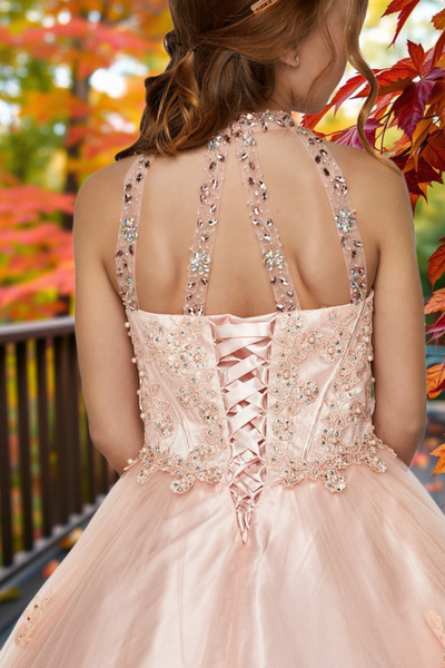 Burgundy Halter Ball Gown | Girls Pageant & Occasion Dress