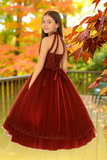 Burgundy Halter Ball Gown | Girls Pageant & Occasion Dress