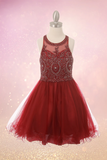 Mauve Beaded Tulle Party Dress | Girls Pageant & Birthday Dress
