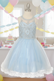 Mauve Beaded Tulle Party Dress | Girls Pageant & Birthday Dress