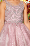 Sophia Blush Pink Glitter Party Dress for Girls