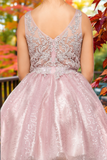 Sophia Blush Pink Glitter Party Dress for Girls