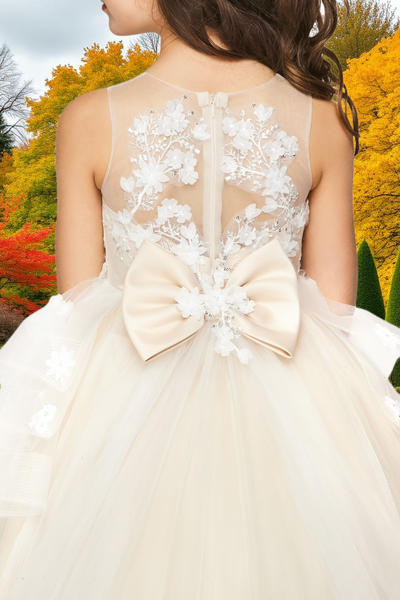 Champagne & Off White Hi-Low Girls Dress – Communion & Events