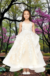 Champagne & Off White Hi-Low Girls Dress – Communion & Events