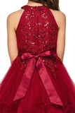Stunning Girls Short Couture Pageant Dress With Crystal Sequin Bodice