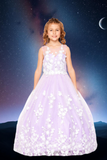 Lilac Floral Lace Ball Gown | Girls Pageant & Communion Dress