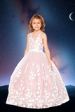 Lilac Floral Lace Ball Gown | Girls Pageant & Communion Dress