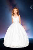 Lilac Floral Lace Ball Gown | Girls Pageant & Communion Dress