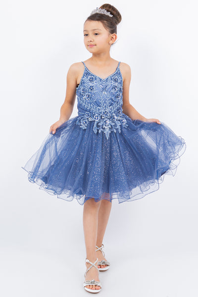 Elvira Girls Beauty Pageant Glitter Tulle Short Dress