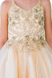Girls Illusion Beauty Pageant Glitter Tulle Beaded Embroidered Short Dress