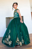 Mini Quince Princess Flower Girl Pageant Floral Embroidered Illusion Party Gown