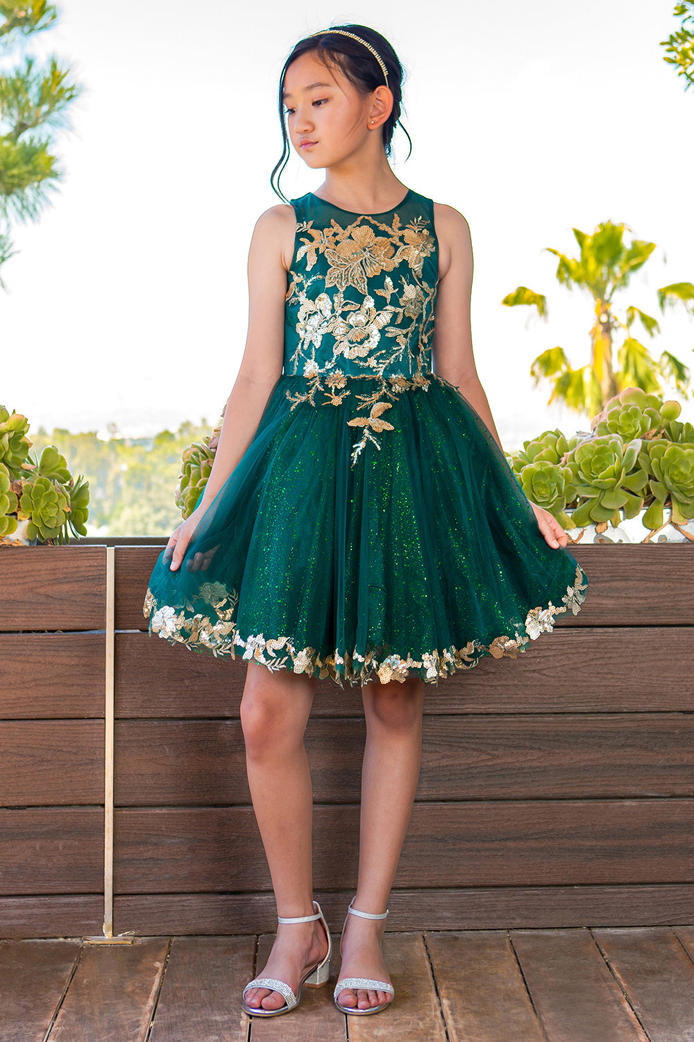 Glitter Tulle Flower Girl Pageant Party Short Tulle Special Occasion Dress