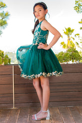 Glitter Tulle Flower Girl Pageant Party Short Tulle Special Occasion Dress
