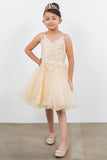 Marla Crystal Embellished Girls Tulle Pageant Short Dress